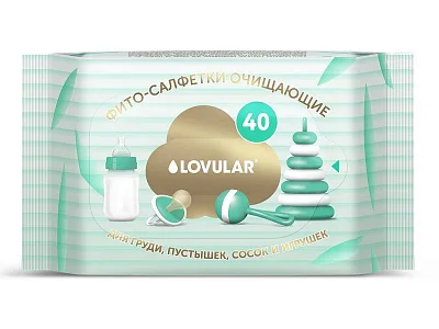 Фито-салфетки влажные LOVULAR 40 шт/уп для груди, сосок, пустышек