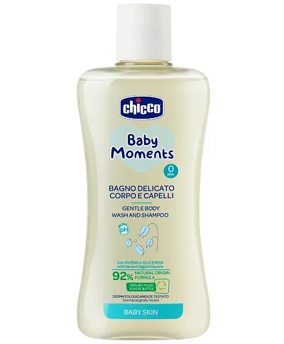 Пена нежная для тела и волос Chicco Baby Moments 200 мл