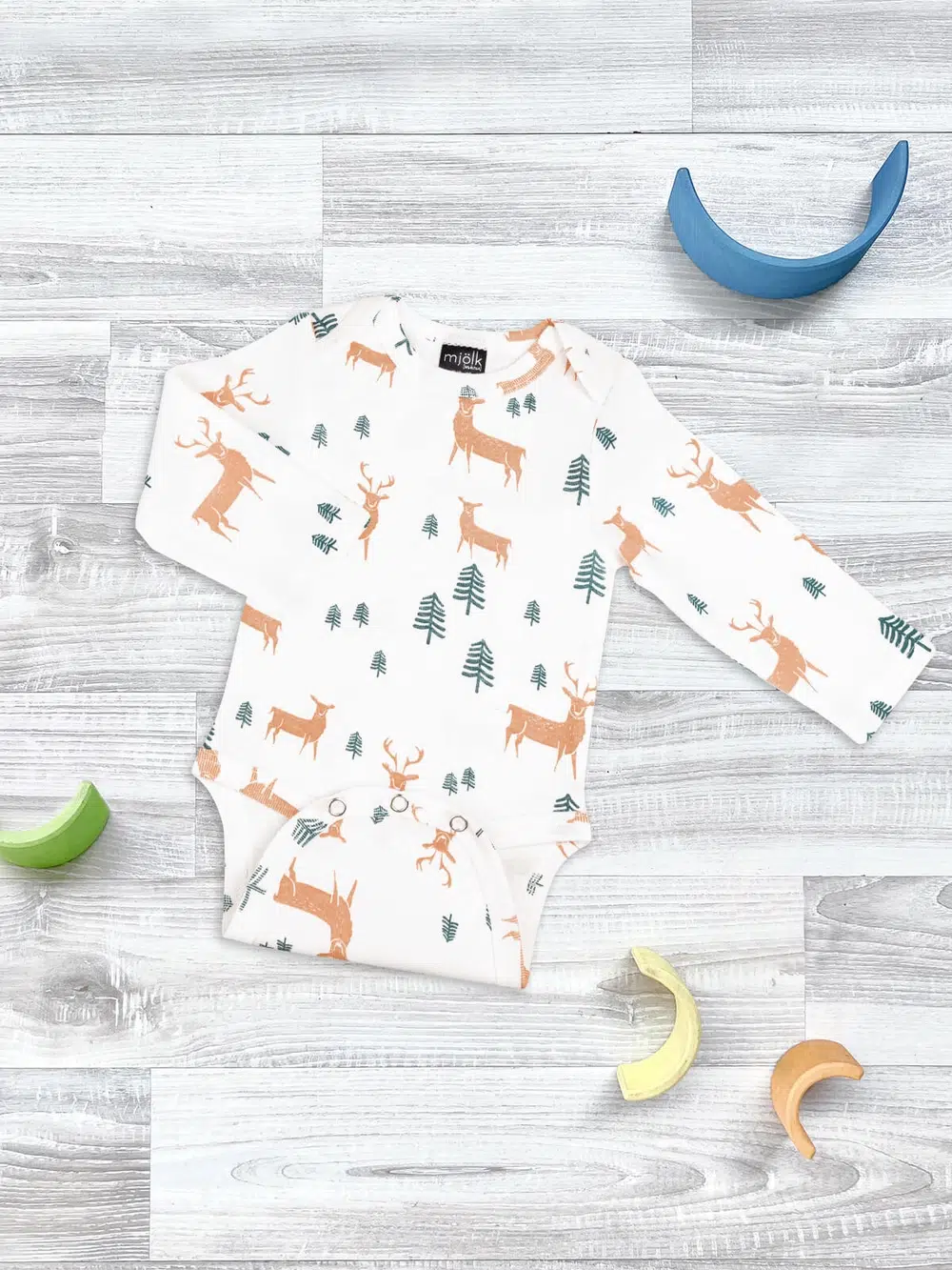 Боди Mjolk Олени в лесу с длинным рукавом 1
