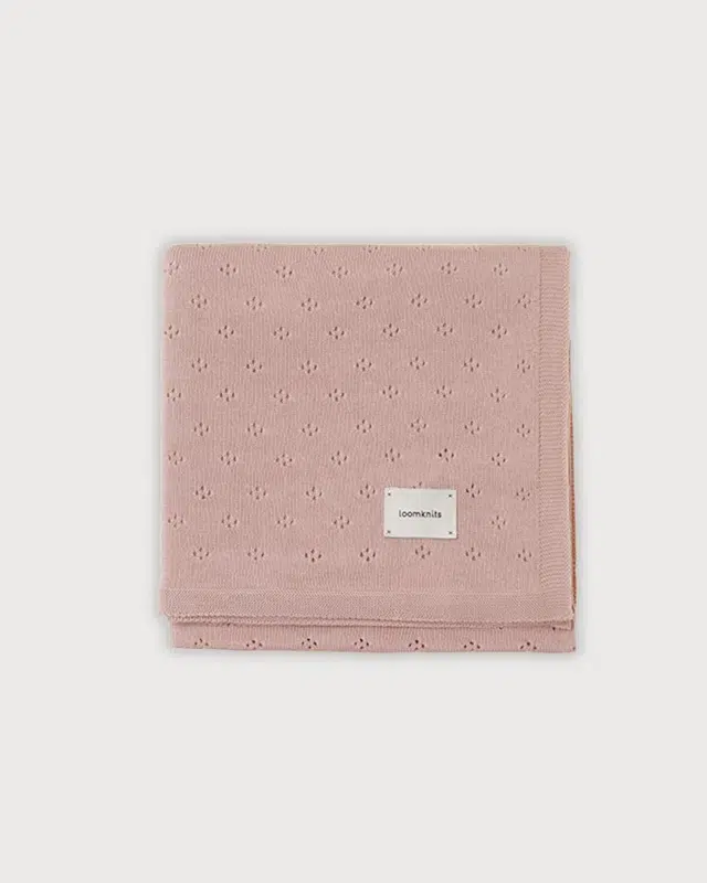 1 Плед детский Loomknits Пыльно-розовый ажурный (108x108) 1