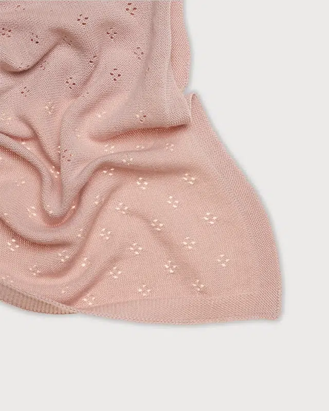 2 Плед детский Loomknits Пыльно-розовый ажурный (108x108) 2