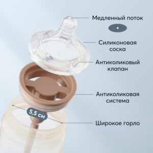 Бутылочка Happy Baby с ручками и силиконовой соской 300 мл. 13