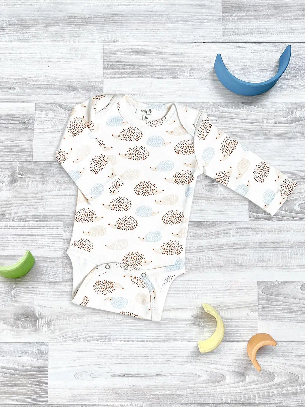 Боди Mjolk Ёжики на экрю, с длинным рукавом 1