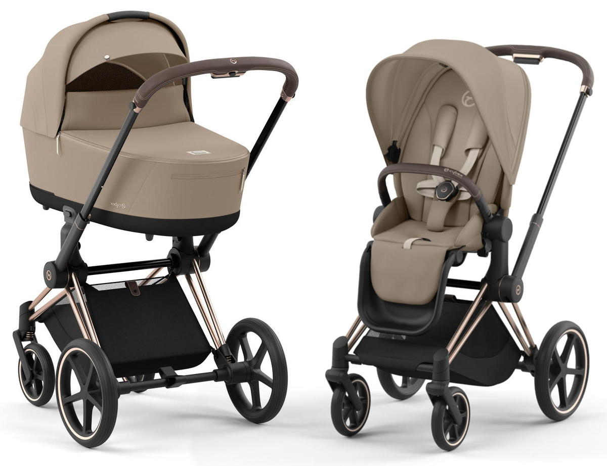 Коляска 2 в 1 Cybex Priam IV Cozy Beige рама Rosegold 1
