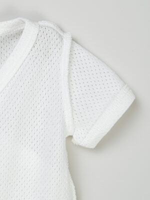 Боди-кимоно с коротким рукавом BUNGLY "Молоко" из ажурного хлопка 0+ 9