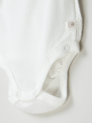 Боди-кимоно с коротким рукавом BUNGLY "Молоко" из ажурного хлопка 0+ 10