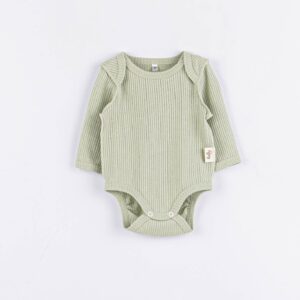 Боди с длинным рукавом BUNGLY "Шалфей" из хлопка в рубчик 0-3м 6