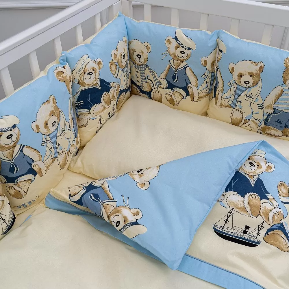 Комплект из 3-х предметов для овальной и прямоугольной кроватки Lappetti "Морячки" 3