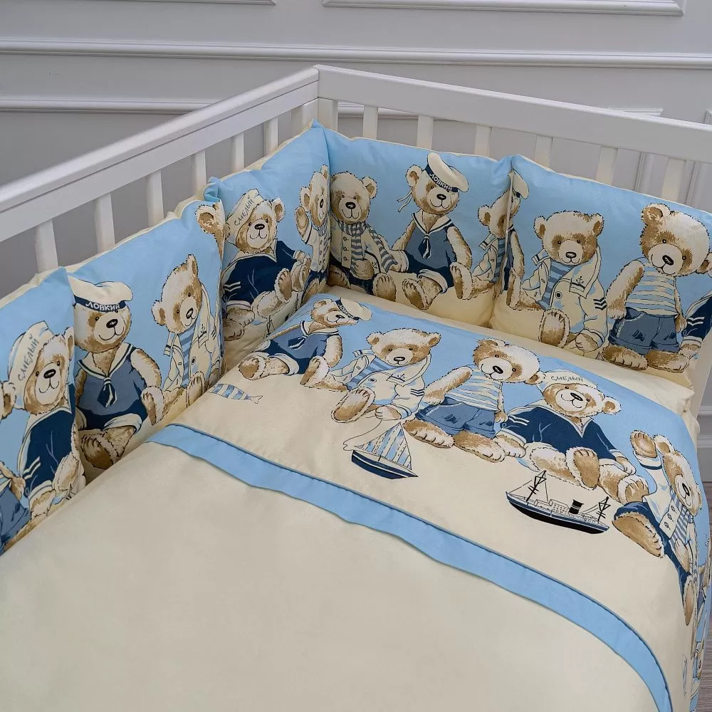 Комплект из 3-х предметов для овальной и прямоугольной кроватки Lappetti "Морячки" 8
