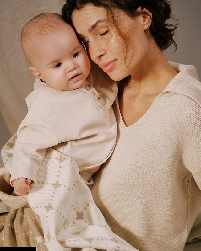 Плед детский Loomknits бежевый ромбик LW24 4