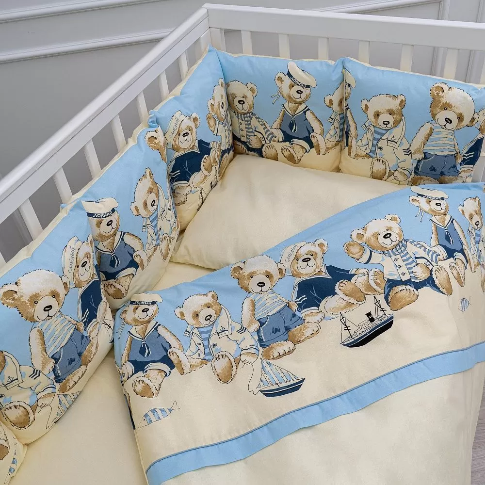 Комплект из 3-х предметов для овальной и прямоугольной кроватки Lappetti "Морячки" 4