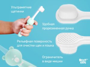 baby_toothbrush_teddy_blue_mint_dee3409b7a Зубная щетка для детей Roxy Kids Мишка ультрамягкая 10000 щетинок, 2шт. 11