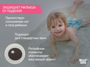 Коврик резиновый для ванны Roxy Kids антискользящий 76x45см 17
