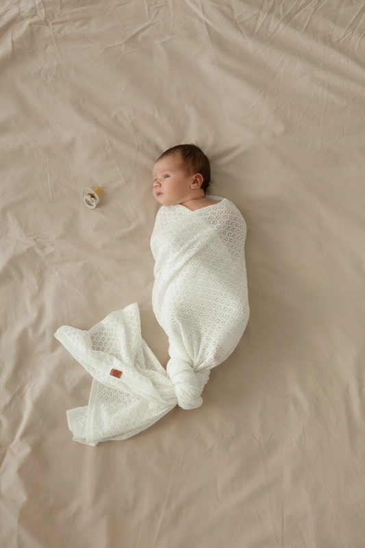 026a5558 Плед детский Loomknits (100х100 см, Кремовый ажурный) 4