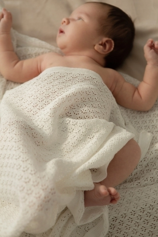 026a5606 Плед детский Loomknits (100х100 см, Кремовый ажурный) 6