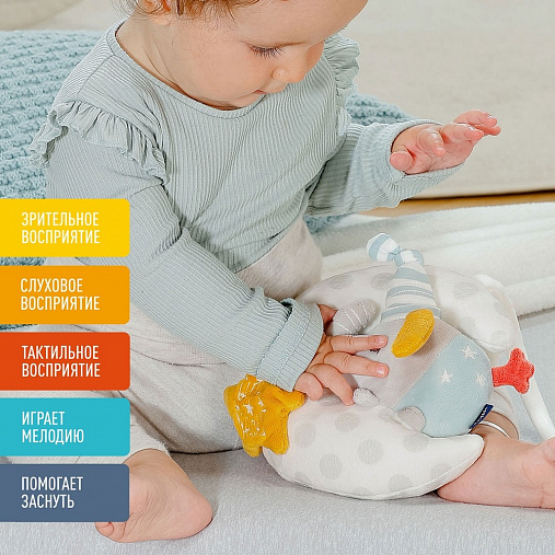 Музыкальная игрушка-подвеска FEHN Слоник на луне, светящаяся в темноте 2