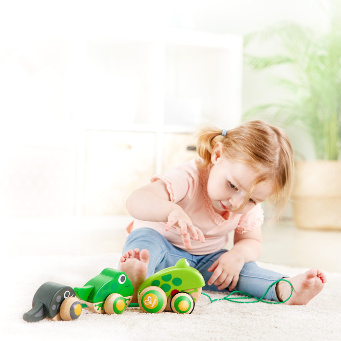 Каталка для малышей Hape "Семья лягушек на прогулке" 3