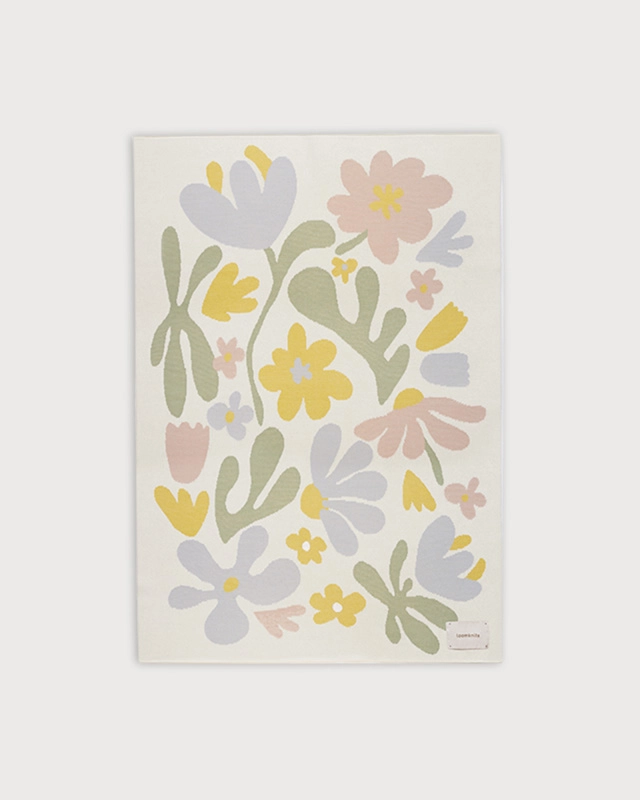 2 (41) Плед детский Loomknits жаккардовый Экрю 80*120 цветы 1