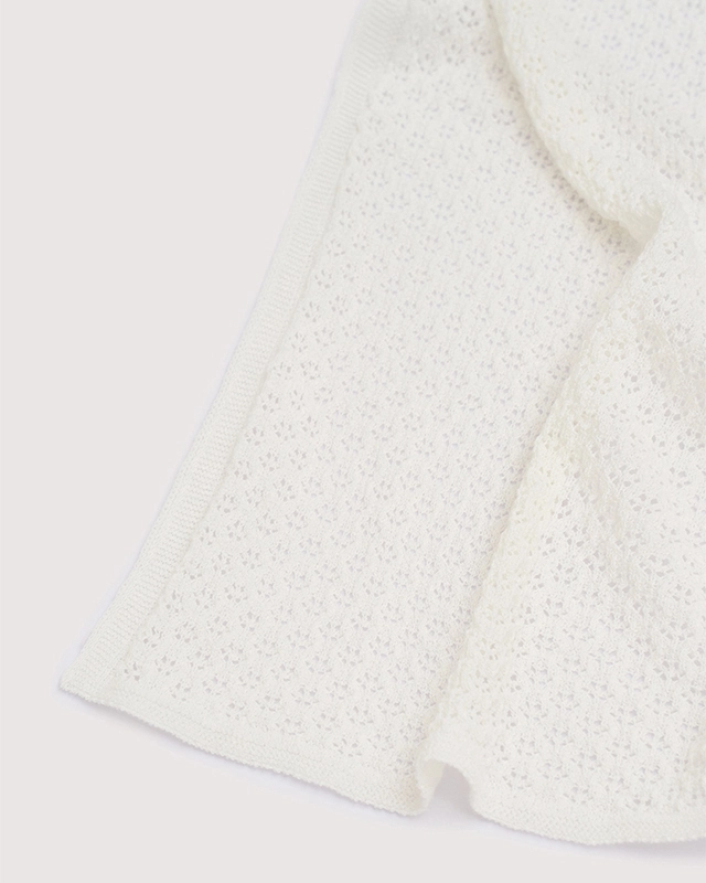 2 (42) Плед детский Loomknits (100х100 см, Кремовый ажурный) 2