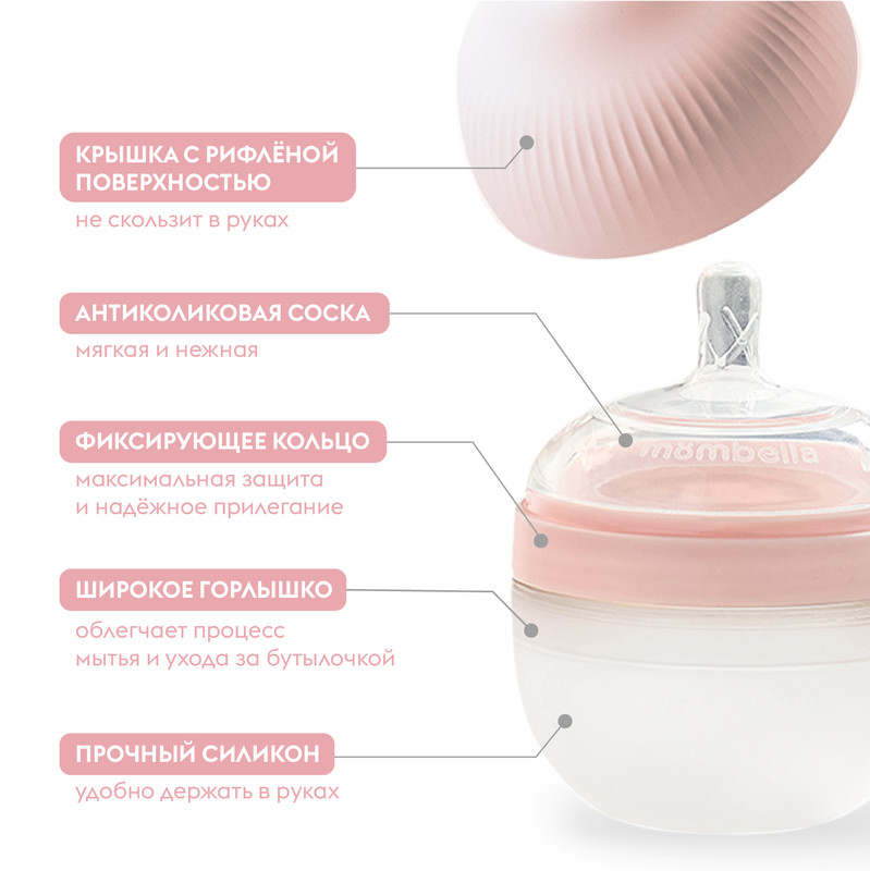 Антиколиковая бутылочка Mombella 120мл. силиконовая 3