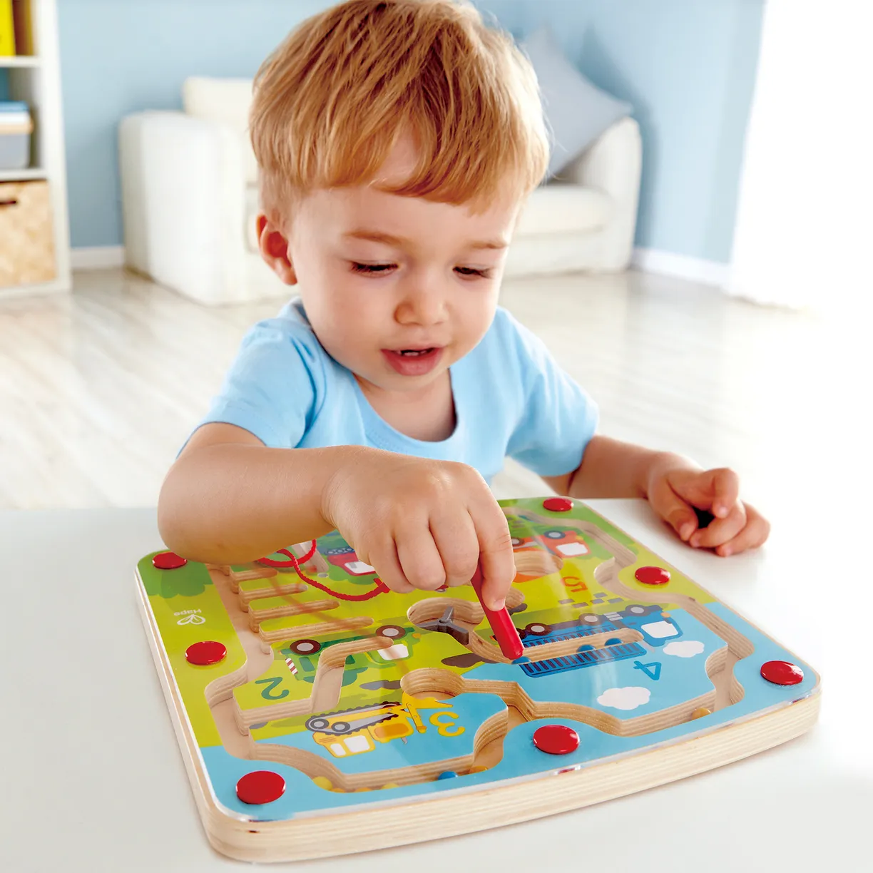 Игрушка Hape магнитный лабиринт "Транспорт" (Учим цвета и цифры) 2