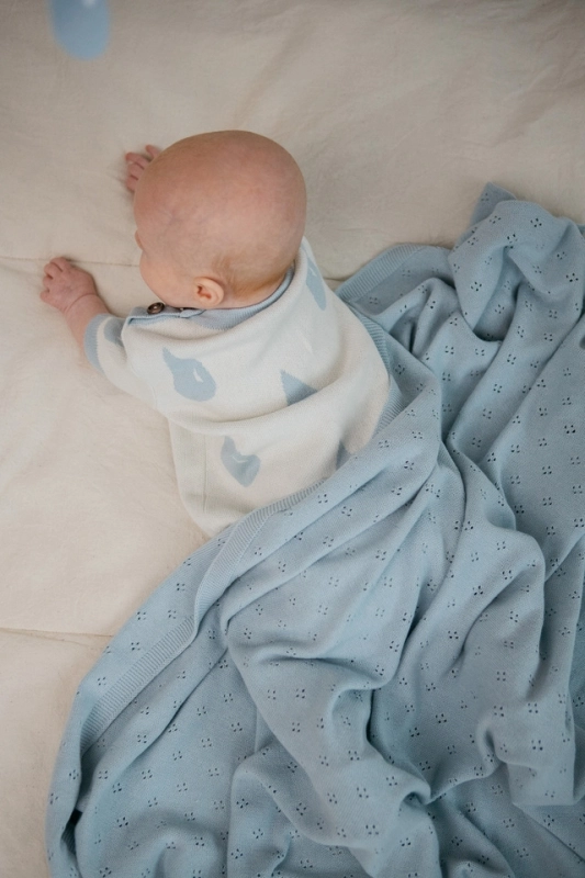 3 (19) Плед детский Loomknits Небесно-серый 108х108 3