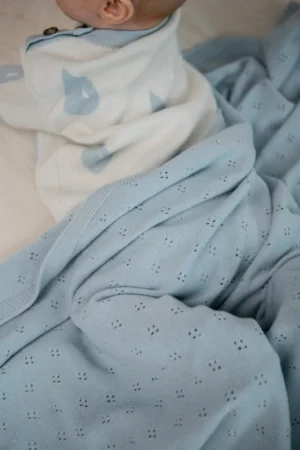 4 (15) Плед детский Loomknits Небесно-серый 108х108 8