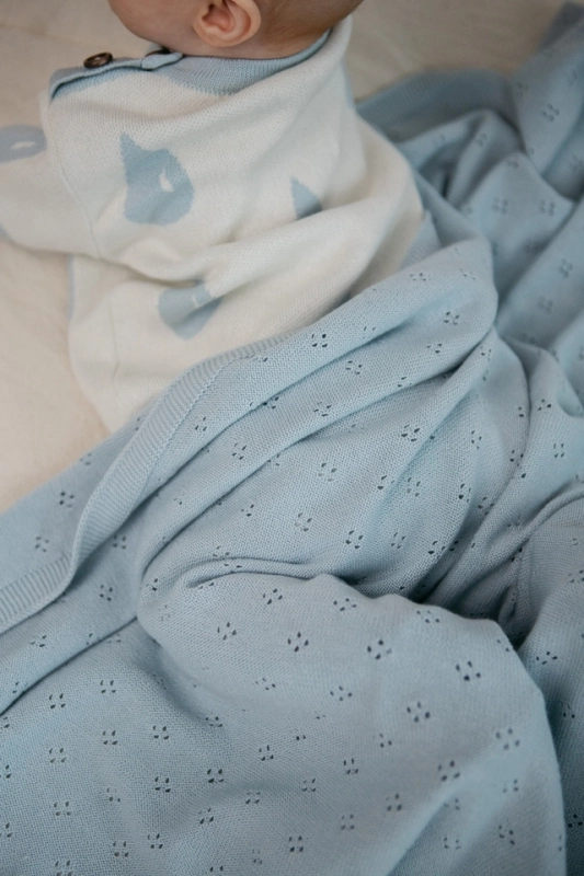 4 (15) Плед детский Loomknits Небесно-серый 108х108 4