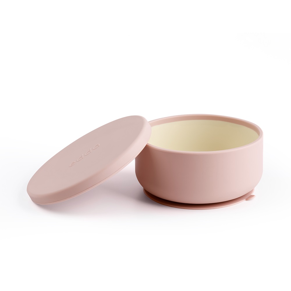 Силиконовая миска на присоске с крышкой Edda, Пудра 1