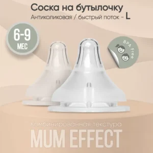Соска для бутылочки из силикона Paomma, 2 шт, Прозрачный 9