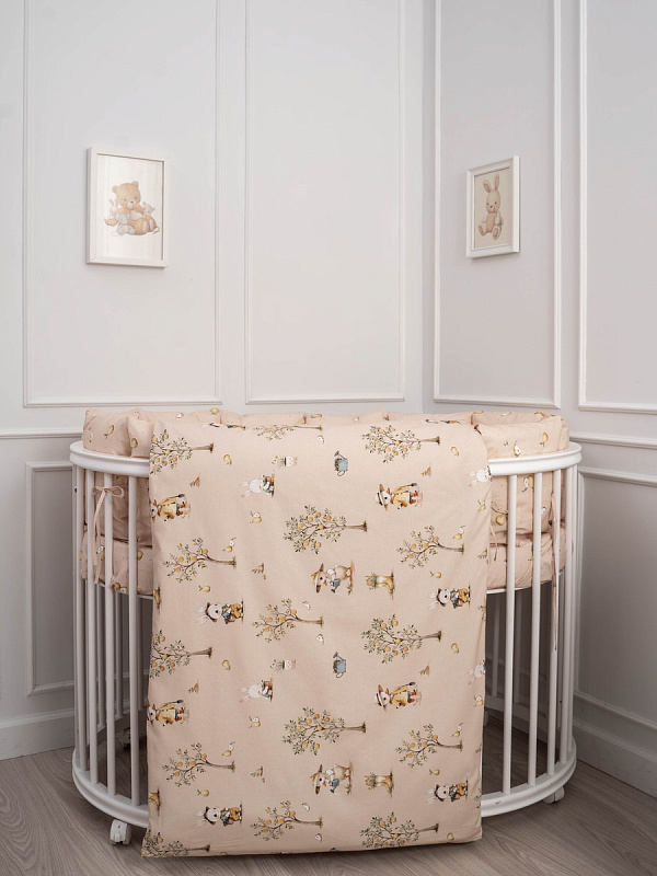 КПБ 6 предметов для овальной и прямоугольной кроватки Lappetti village (М) 1