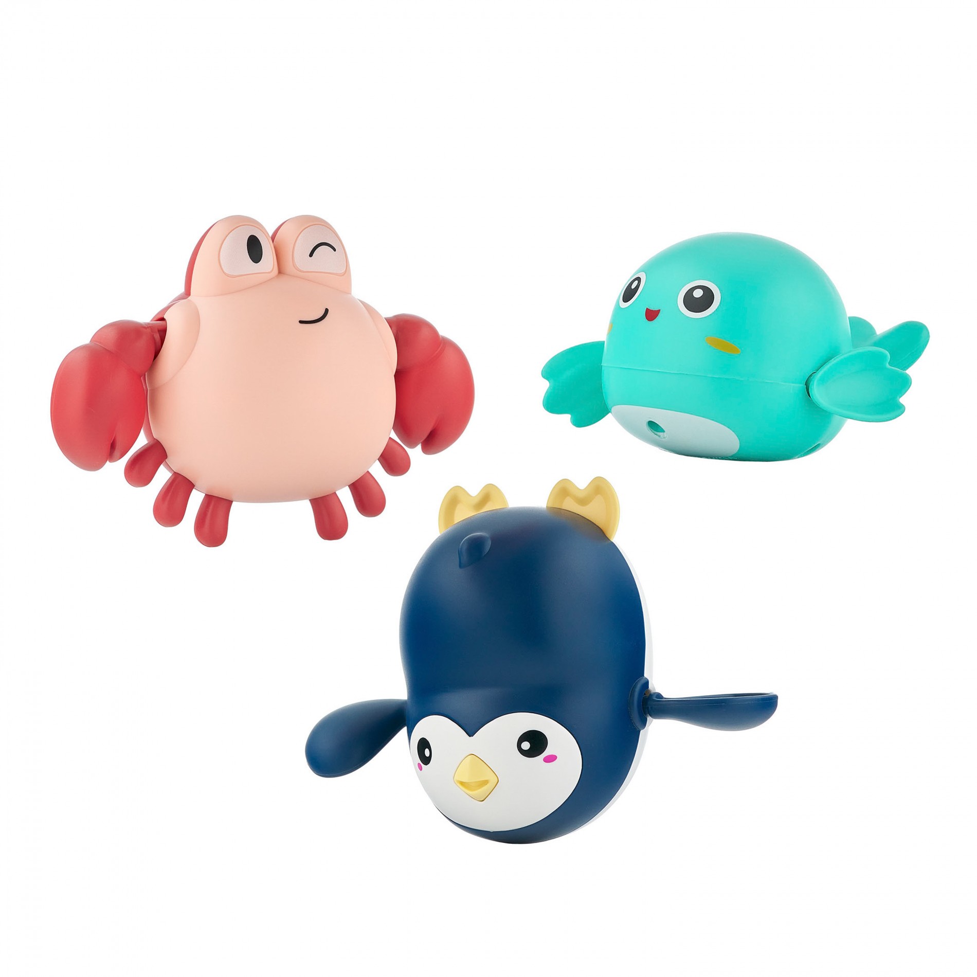 rwin-00300_cde33d2d70 Игрушки для ванной заводные Roxy Kids 3 шт (птичка, краб, пингвин) 1