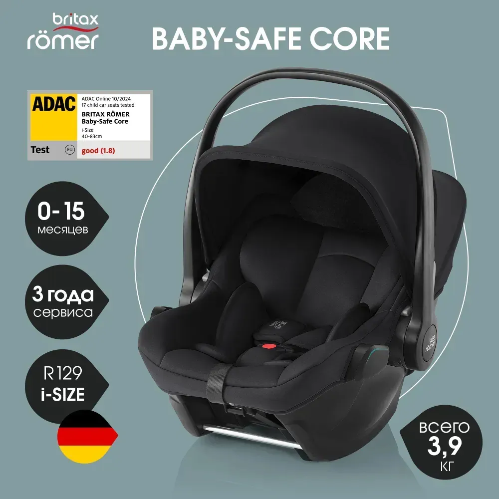 Комплект 4в1 Britax Roemer коляска SMILE5Z Classic Space Black+автокресло BS CORE+База BS CORE BASE 9 4в1 черный
