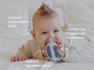 Прорезыватель Roxy Kids силиконовый на руку Мишка 9 голубой