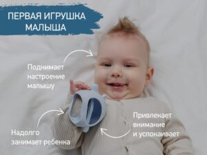 Прорезыватель Roxy Kids силиконовый на руку Мишка 10 голубой