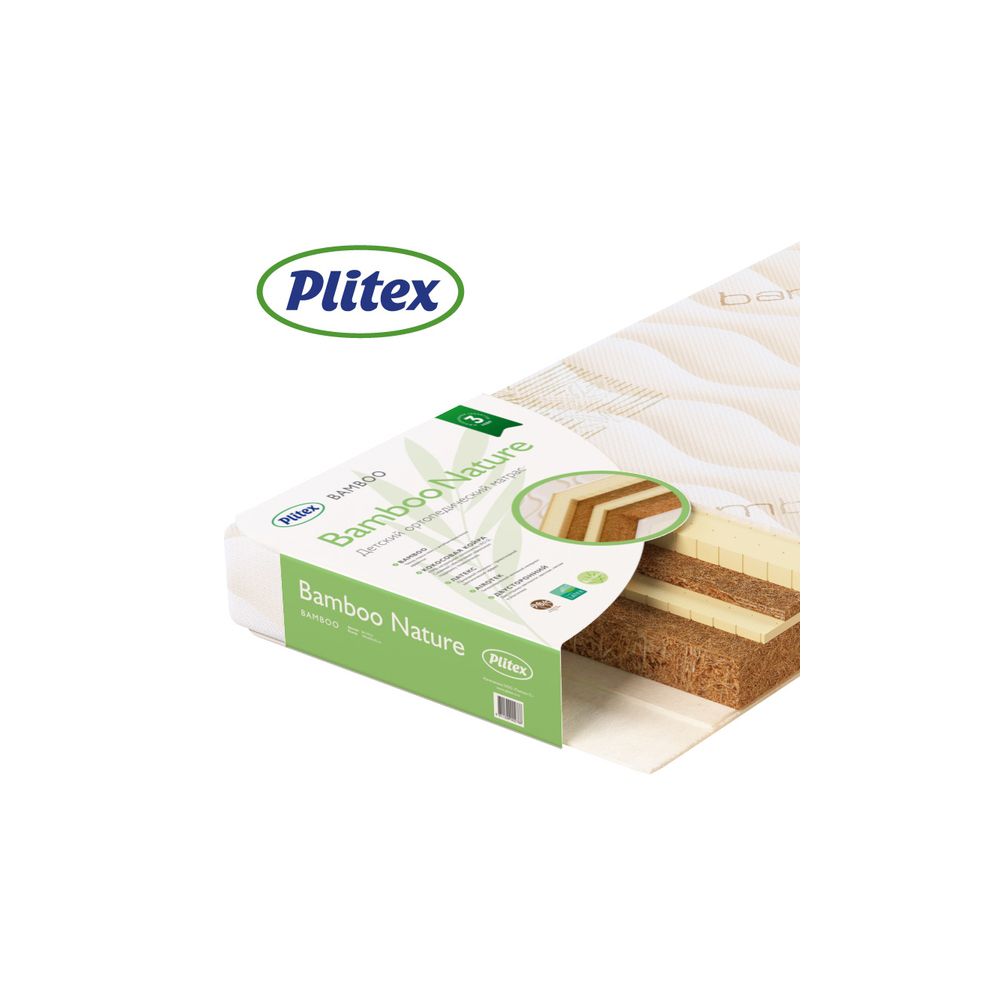 Матрас в кроватку PLITEX Bamboo Nature кокос+латекс 119х60х11см 1 Матрас в кроватку PLITEX Bamboo Nature кокос+латекс 119х60х11см