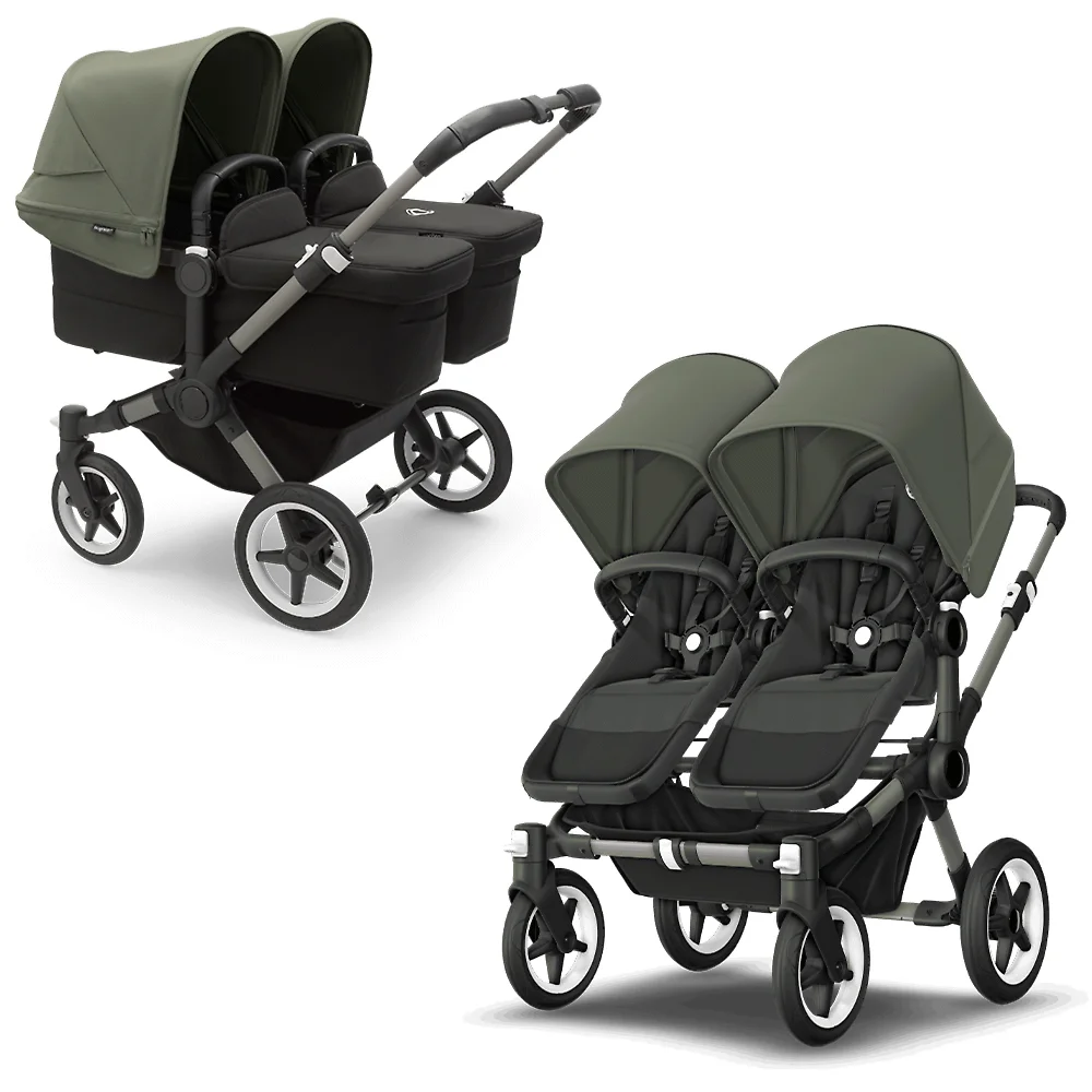 bugaboo-donkey-5-twin-gra-seat-black-canopy-forest-green
