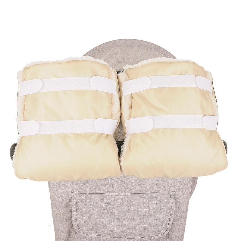 Муфты-варежки BAMBOLA на липучках шерстяной мех+плащевка (Лайт) Бежевые 2