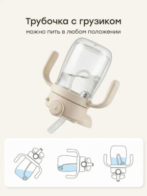 Термопоильник-непроливайка Happy Baby с трубочкой и ручками, 300 мл