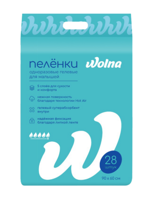 Пеленки одноразовые “Wolna” 60*90см 28шт/уп