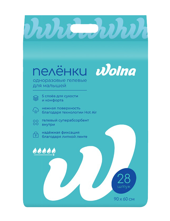 Пеленки одноразовые “Wolna” 60*90см 28шт/уп
