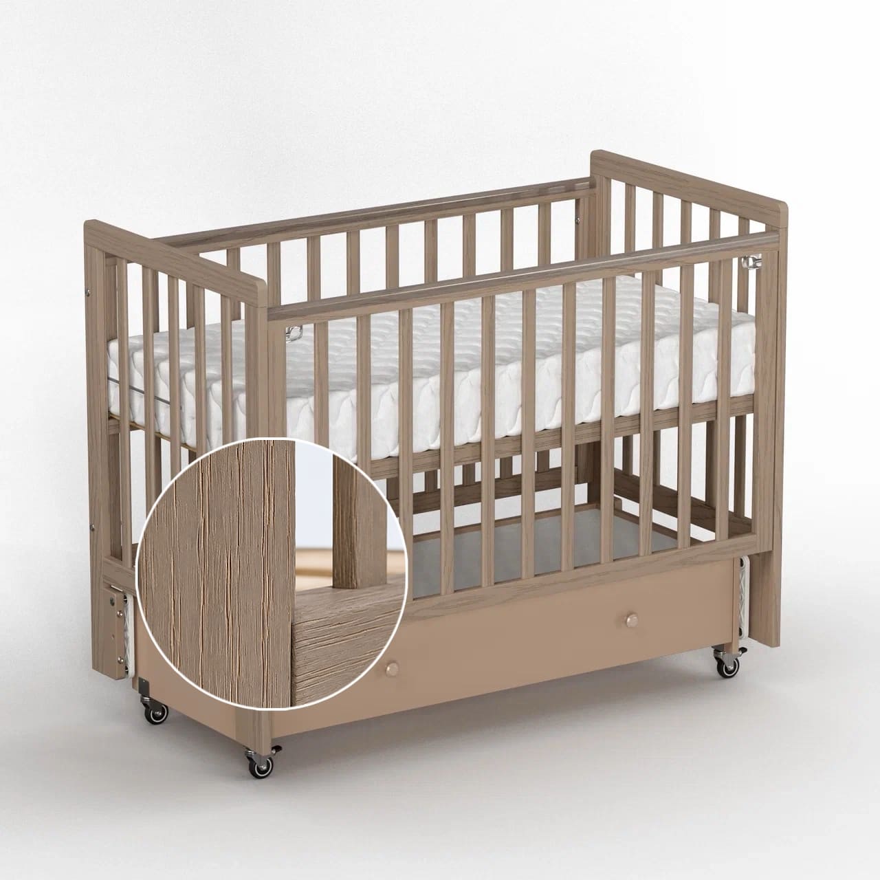 Кроватка Antemi Classic Sleep Premium с маятником и ящиком 12060